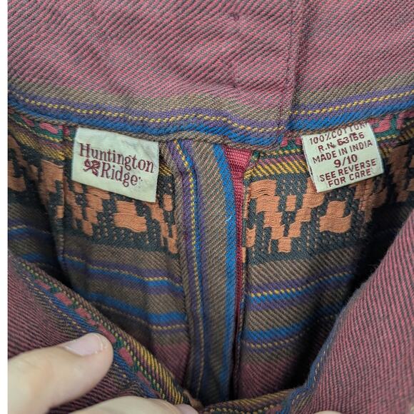 Vintage Huntington Ridge Belted Aztec Midi Skirt Size 9/10 Boho 100% Cotton - Picture 6 of 6